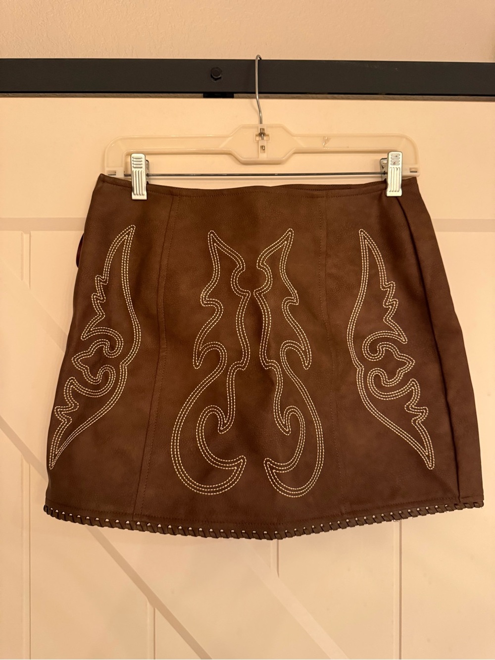 Lucky & Blessed Pleather Boot Stitch Skirt